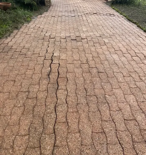 La même allée, ses pavés nettoyés.